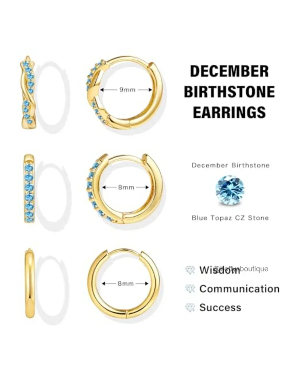 3 Pairs 18K Gold Plated Huggie Hoop Earrings with 925 Sterling Silver Posts